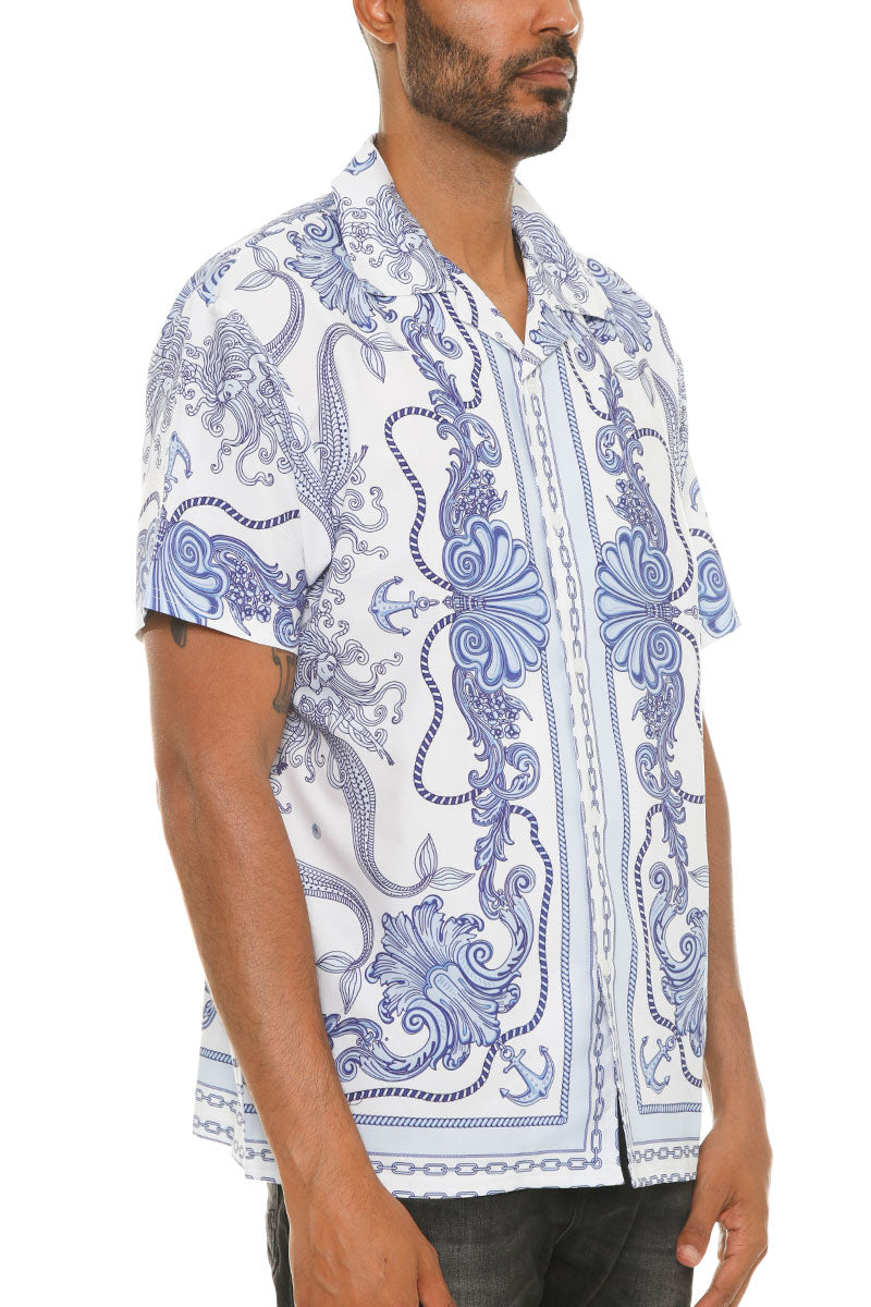 Mens Paisley Print Button Down Shirt