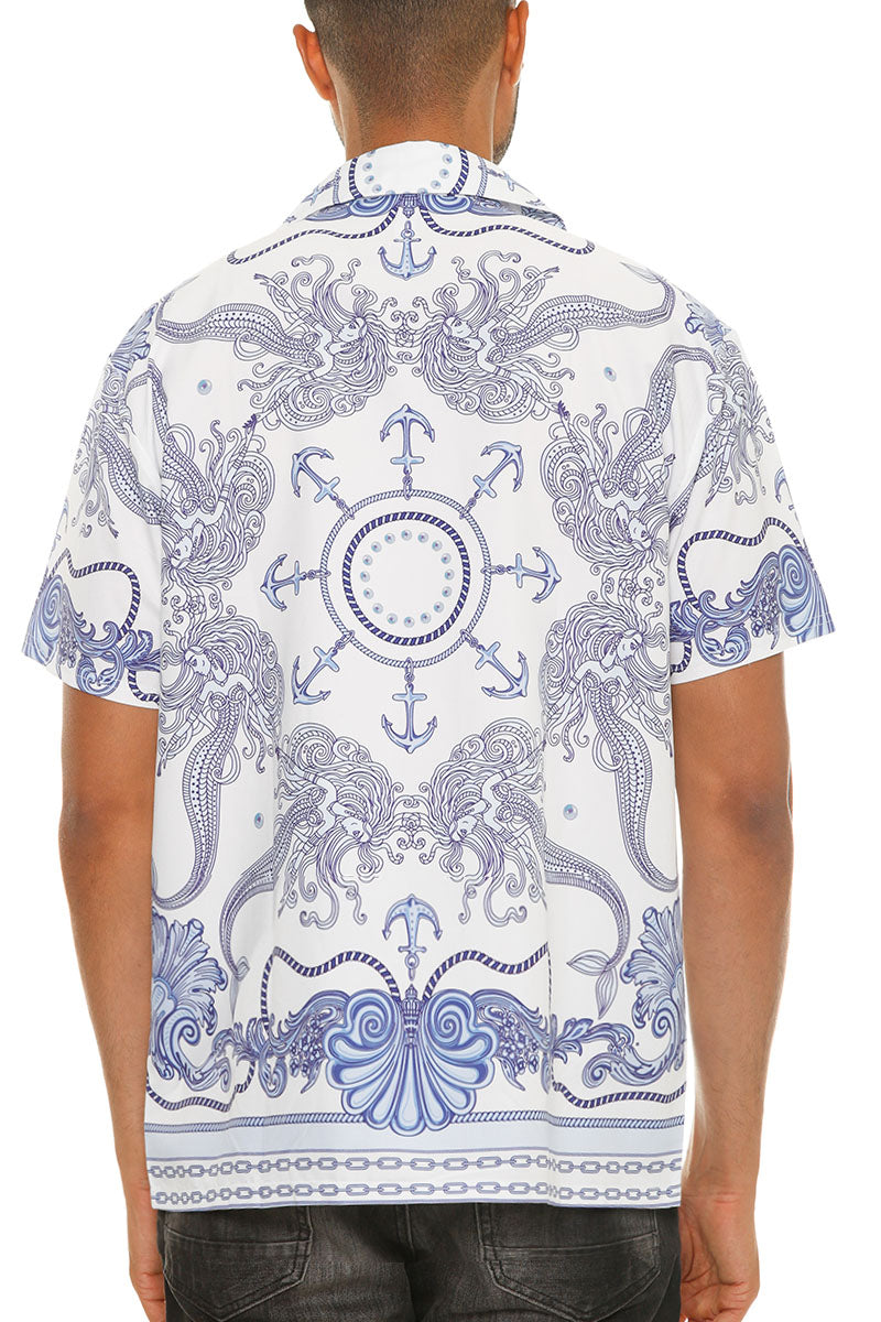 Mens Paisley Print Button Down Shirt