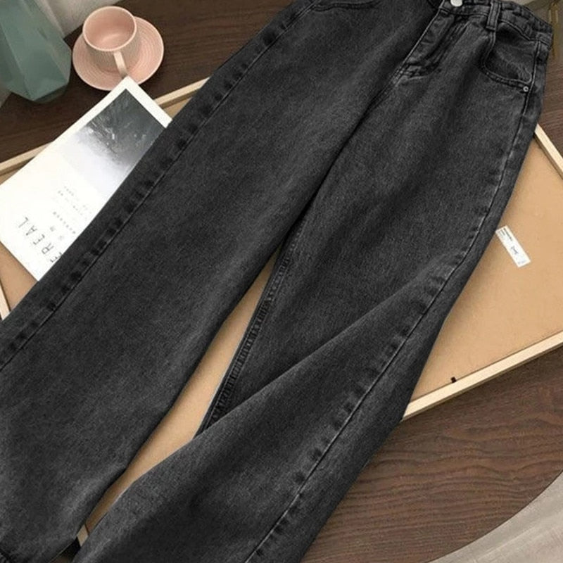 Streetwear High Waist Women&#39;s Fashion Jeans Woman Girls Women Wide Leg Pants Trousers Female Jean Femme Denim Bagge Mom Jeans