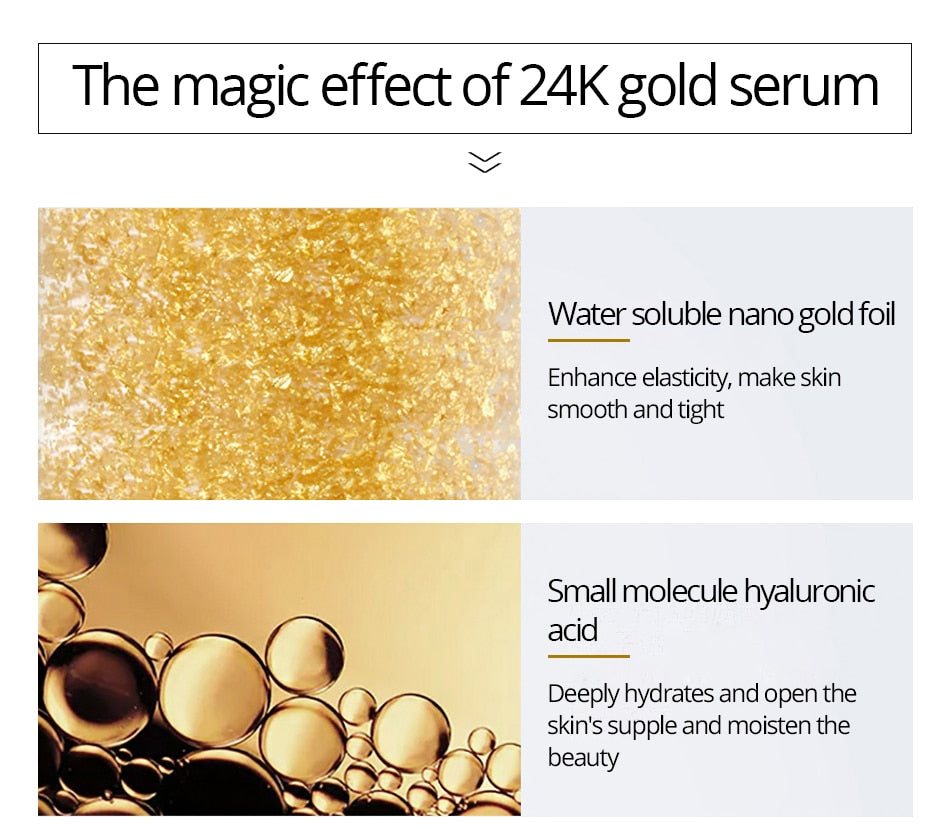 New Product Hyaluronic Acid Serum 24k Gold Face Moisturizing  Whitening Anti Aging Skin Care Set Korean Cosmetic Facial Essence