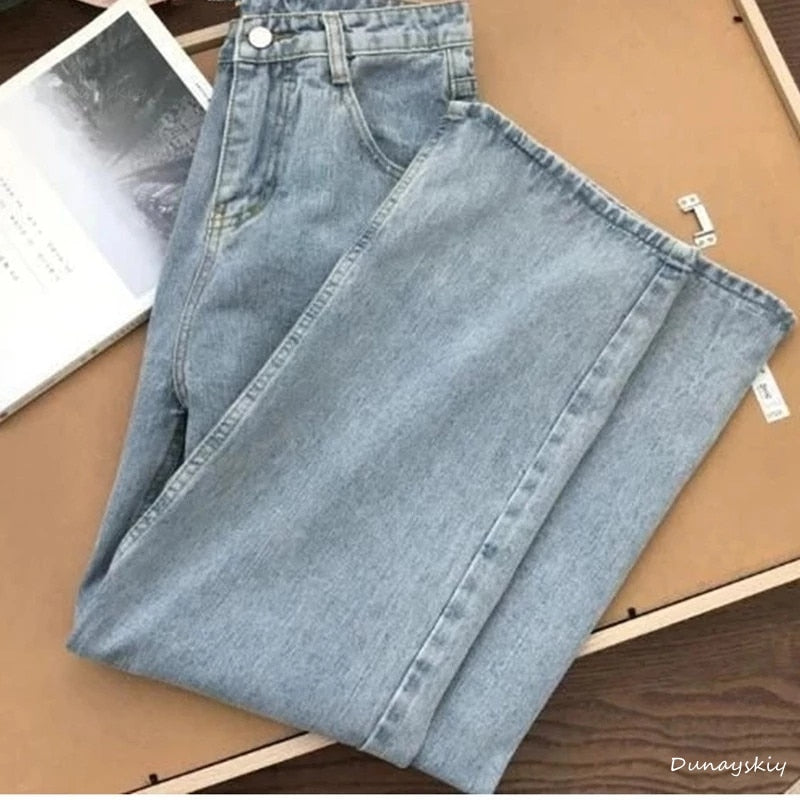 Streetwear High Waist Women&#39;s Fashion Jeans Woman Girls Women Wide Leg Pants Trousers Female Jean Femme Denim Bagge Mom Jeans