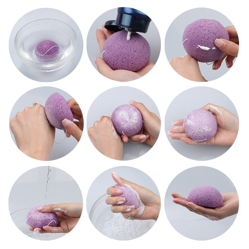 Brainbow 1piece Konjac Sponge Beauty Essentials 100% Natural Konjac Puff Facial Pore Cleaner Washing Sponge Face Skin Care Tools