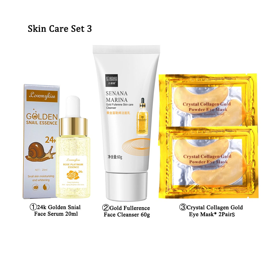 New Product Hyaluronic Acid Serum 24k Gold Face Moisturizing  Whitening Anti Aging Skin Care Set Korean Cosmetic Facial Essence