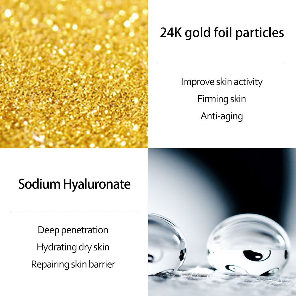 Skincare Product 24K Gold Niacinamide Face Serum Anti Aging Hyaluronic Acid for Face Shrinks Pores Korean Skin Care Products